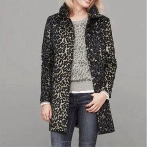 LOFT Snow Leopard Blue/Cream/Black Coat NWOT - M